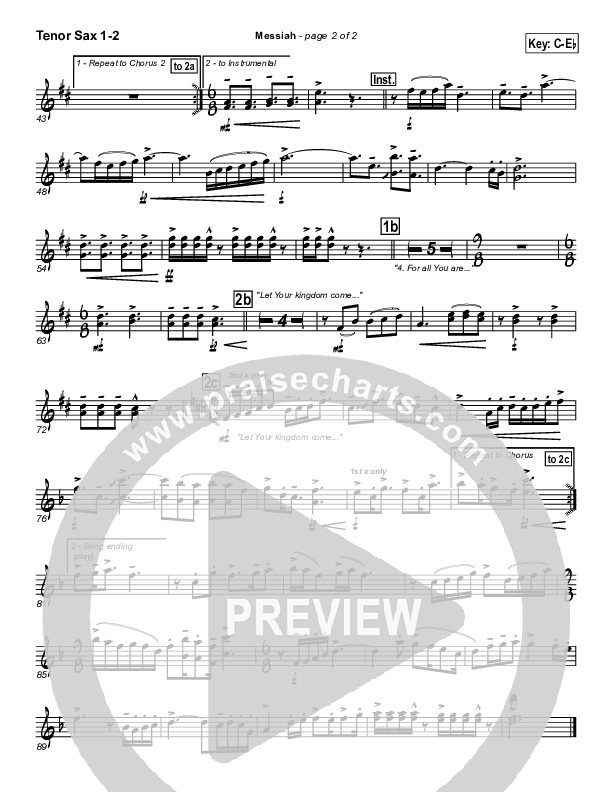 Messiah Tenor Sax 1/2 (Twila Paris)