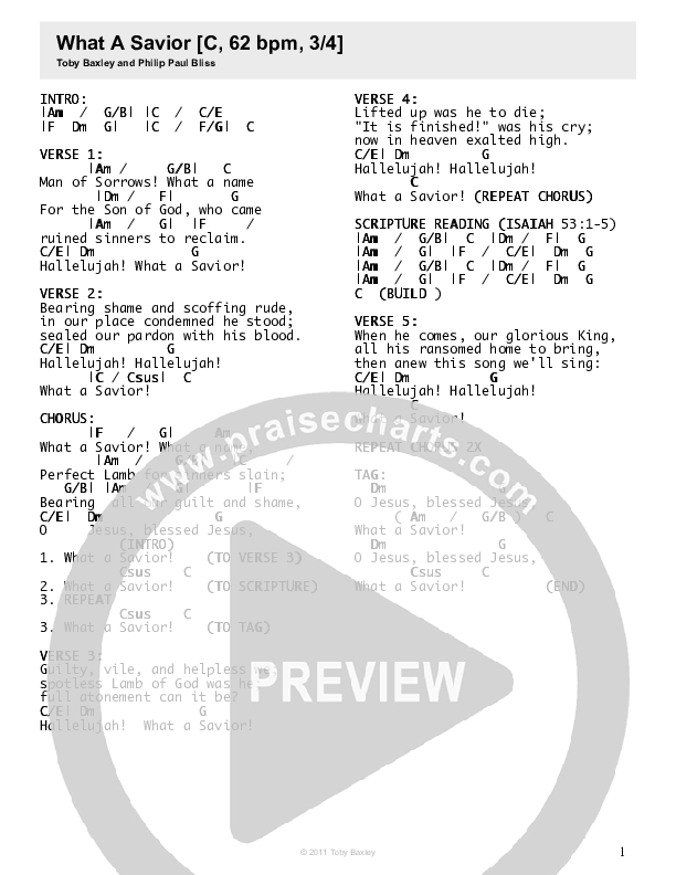 What a Savior Chords & Lyrics (Toby Baxley)