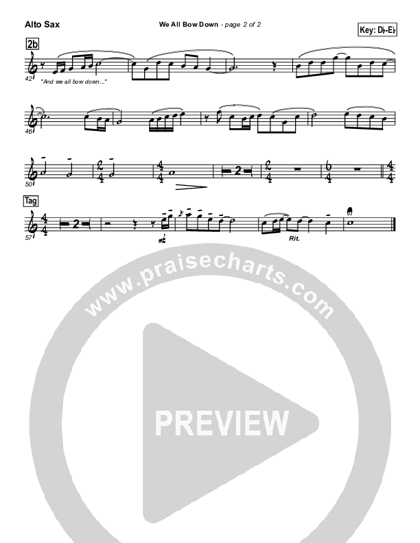 We All Bow Down Alto Sax (Twila Paris)