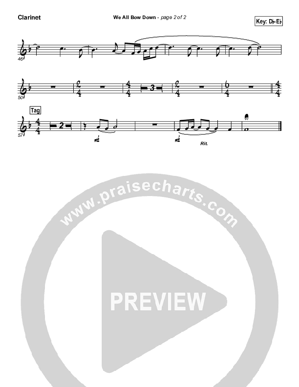 We All Bow Down Clarinet (Twila Paris)
