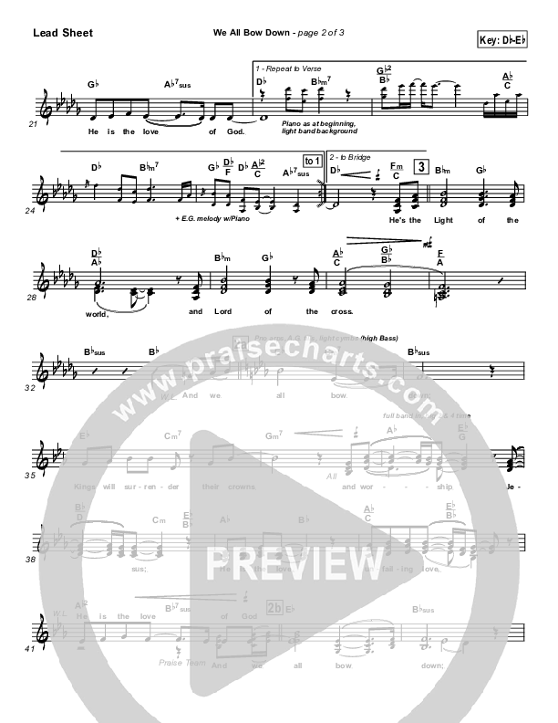 We All Bow Down Lead Sheet (Twila Paris)
