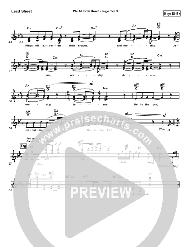 We All Bow Down Lead Sheet (Twila Paris)