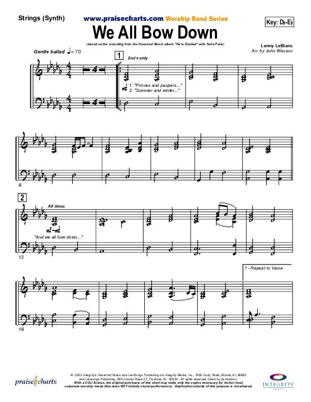 We All Bow Down Synth Strings (Twila Paris)