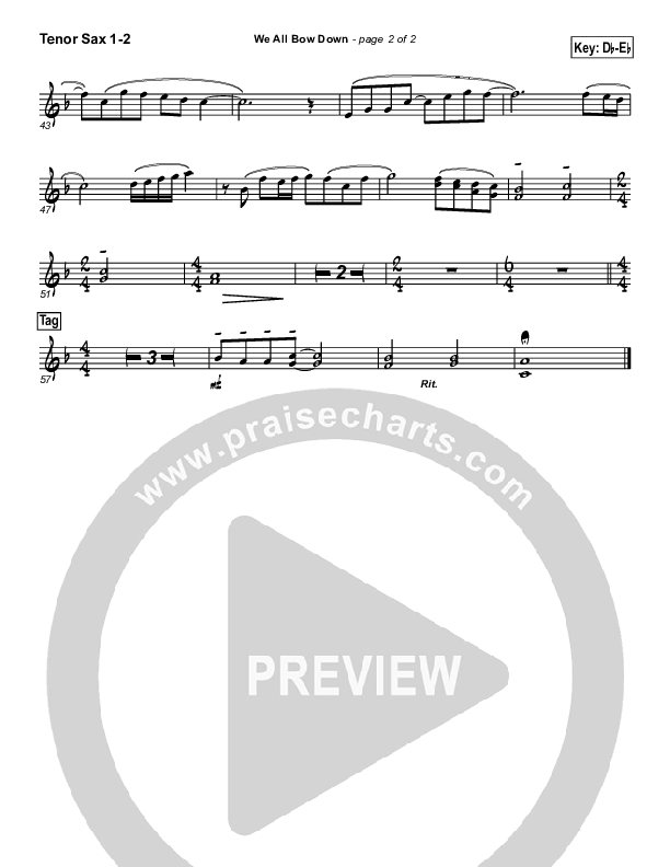 We All Bow Down Tenor Sax 1/2 (Twila Paris)