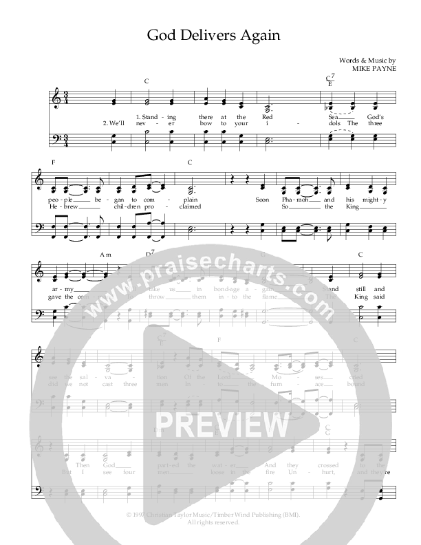 God Delivers Again Lead Sheet ()