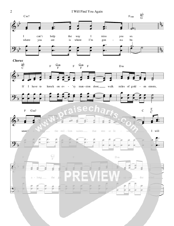 I Will Find You Again Lead Sheet (The Perrys)