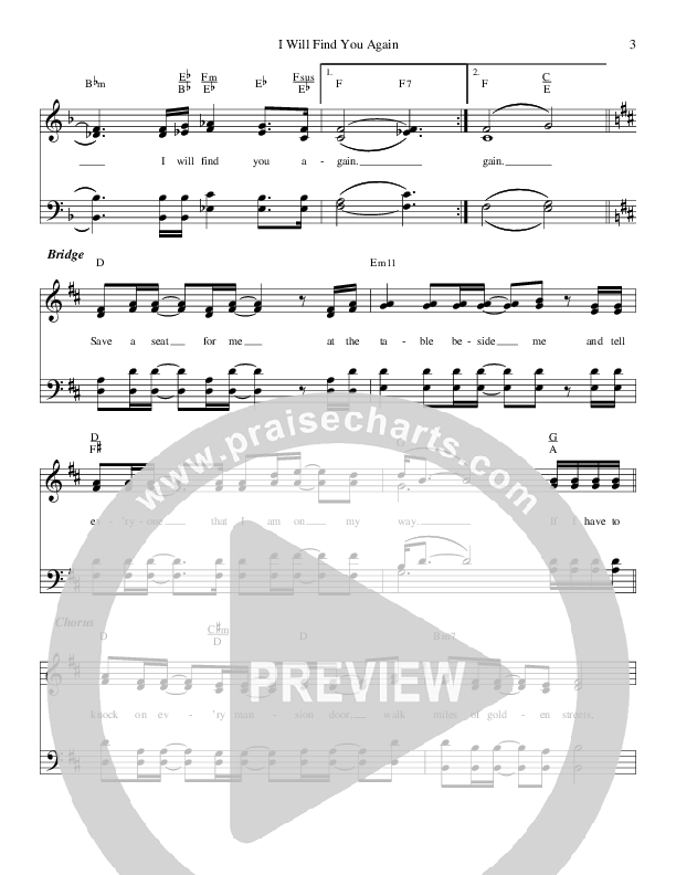 I Will Find You Again Lead Sheet (The Perrys)