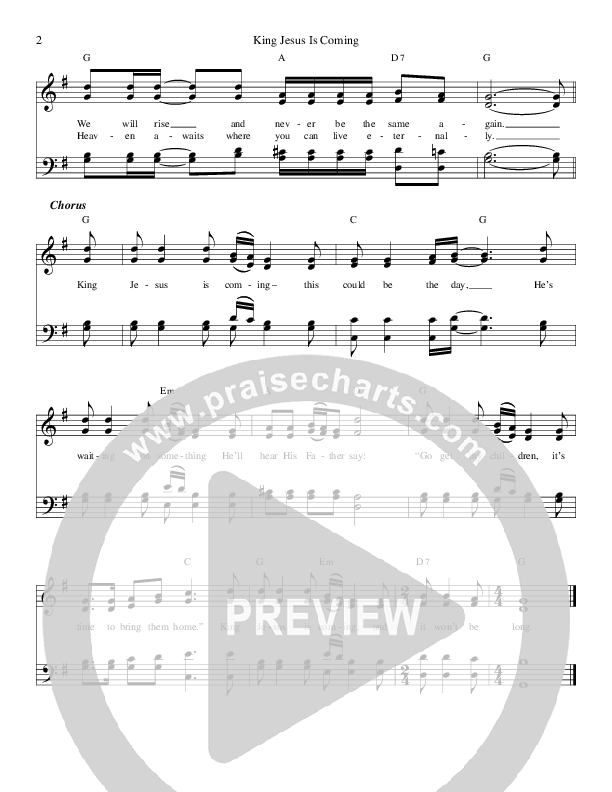 King Jesus Is Coming Lead Sheet (The Whisnants)