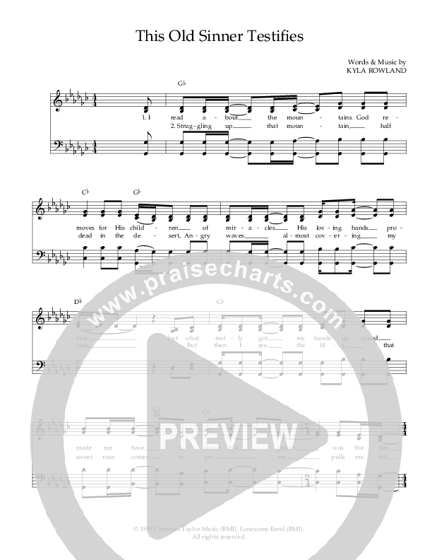 This Old Sinner Testifies Lead Sheet (The Perrys)