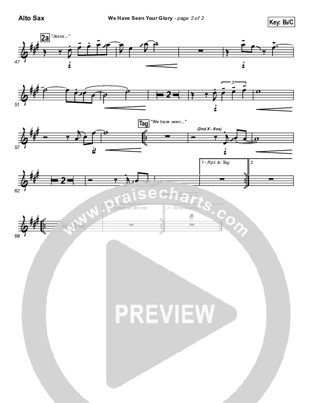 We Have Seen Your Glory Alto Sax (Twila Paris)