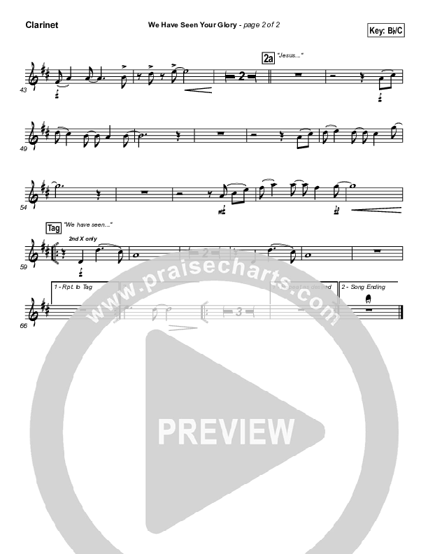 We Have Seen Your Glory Clarinet (Twila Paris)