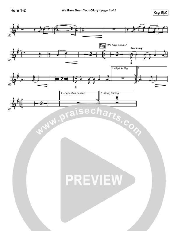 We Have Seen Your Glory French Horn 1/2 (Twila Paris)