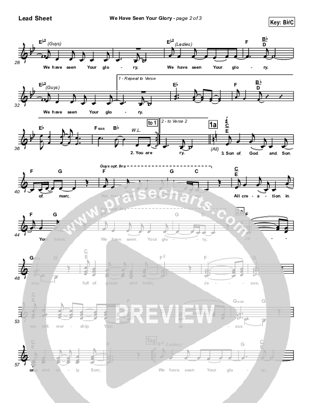 We Have Seen Your Glory Lead Sheet (Twila Paris)