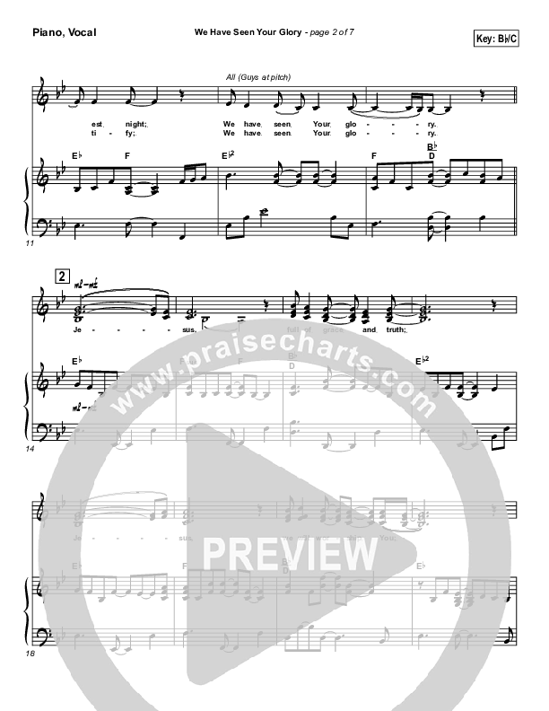 We Have Seen Your Glory Lead & Piano (Twila Paris)