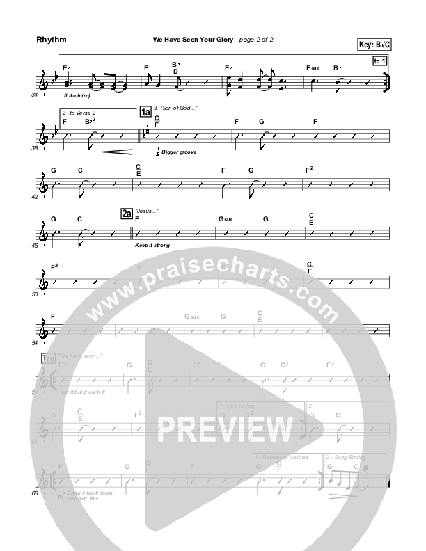 We Have Seen Your Glory Rhythm Chart (Twila Paris)