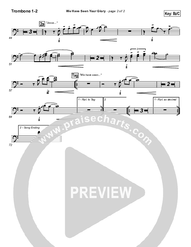 We Have Seen Your Glory Trombone 1/2 (Twila Paris)