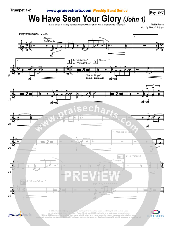 We Have Seen Your Glory Trumpet 1,2 (Twila Paris)