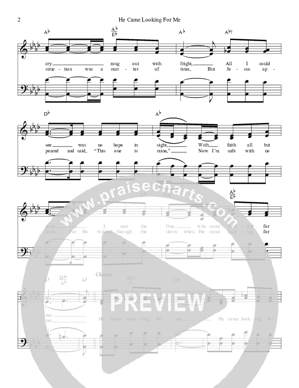 He Came Looking For Me Lead Sheet (The Crabb Family)