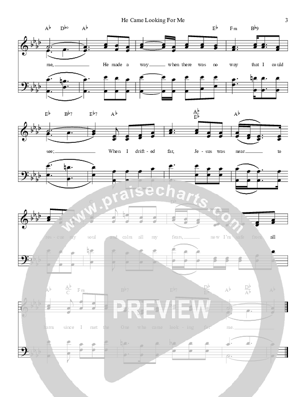 He Came Looking For Me Lead Sheet (The Crabb Family)