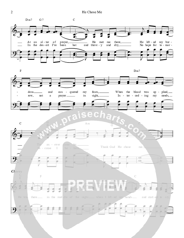 He Chose Me Lead Sheet (The Freemans)