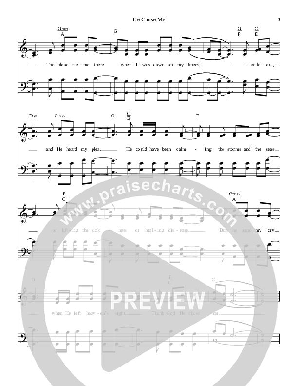 He Chose Me Lead Sheet (The Freemans)