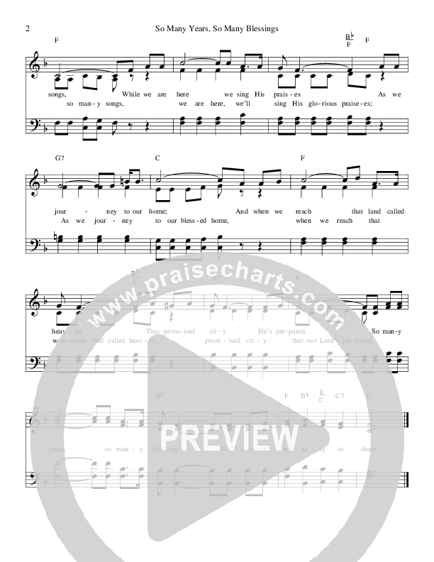 So Many Years So Many Blessings Lead Sheet (The Lewis Family)