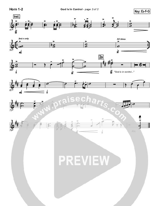 God Is In Control French Horn 1/2 (Twila Paris)