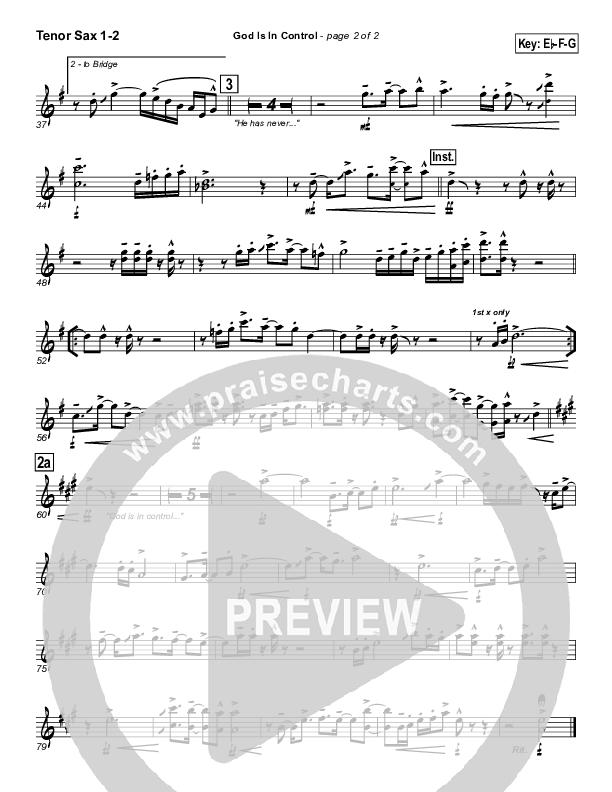 God Is In Control Tenor Sax 1/2 (Twila Paris)
