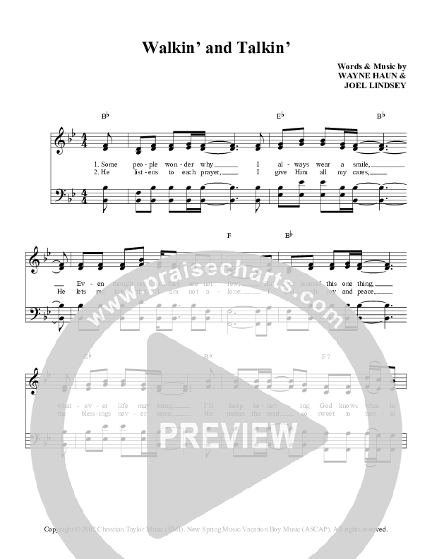 Walkin' And Talkin' Lead Sheet (The Lewis Family)