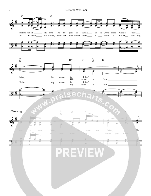 His Name Was John Lead Sheet (The Perrys)