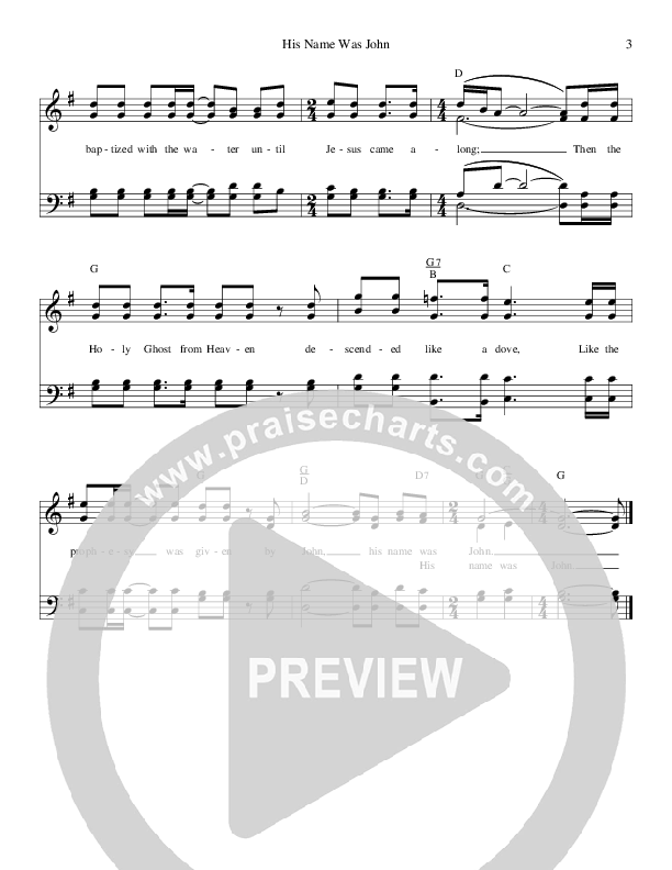 His Name Was John Lead Sheet (The Perrys)