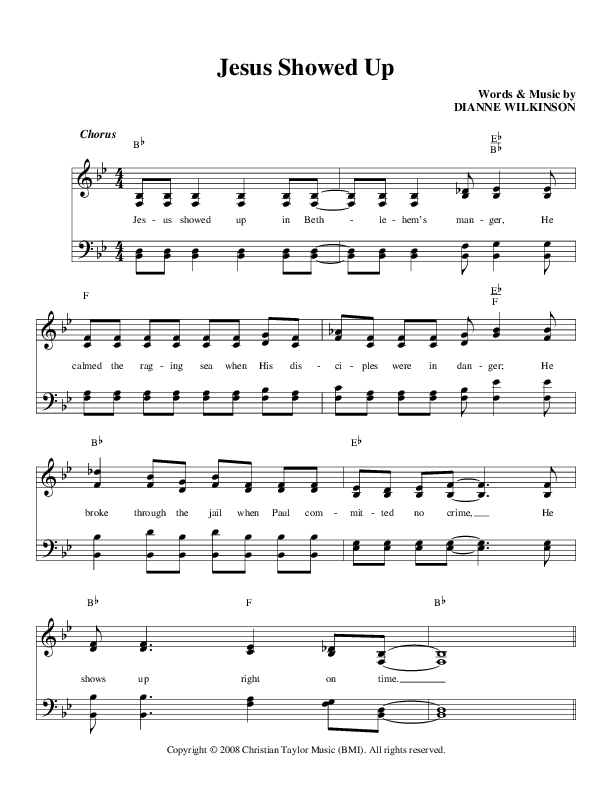 Jesus Showed Up Lead Sheet (The Kingdom Heirs)