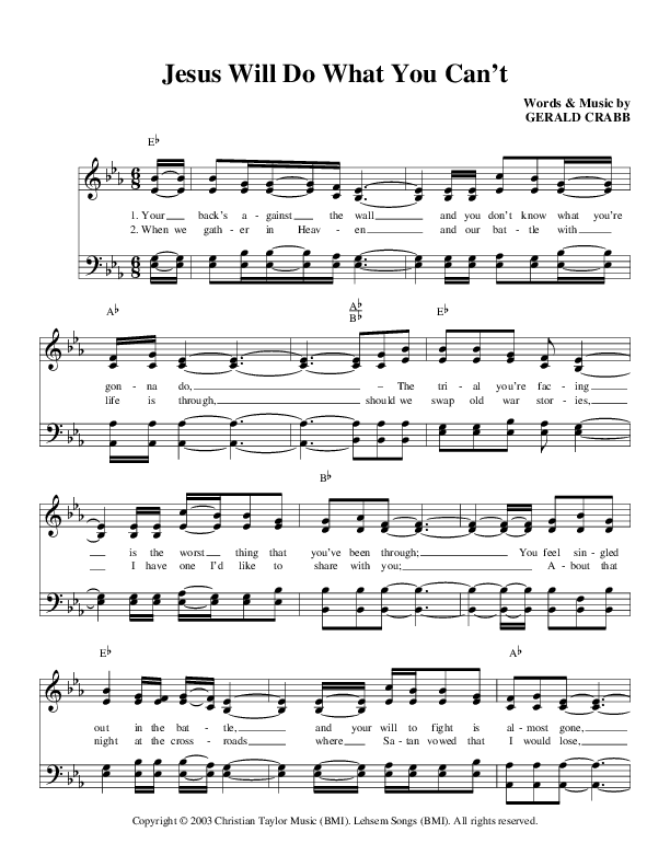 Jesus Will Do What You Can't Lead Sheet (The Crabb Family)