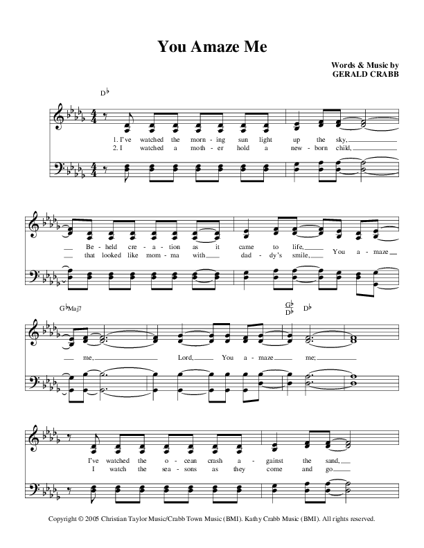 You Amaze Me Lead Sheet (Crabb Revival)