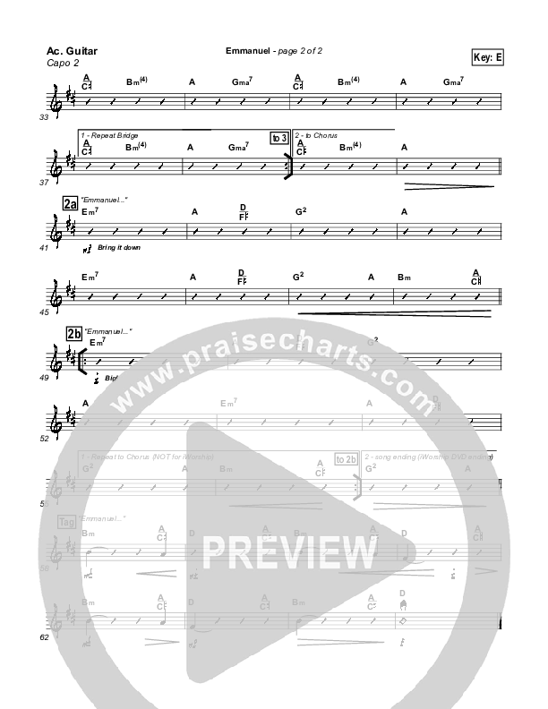 Emmanuel Acoustic Guitar (Hillsong Worship)