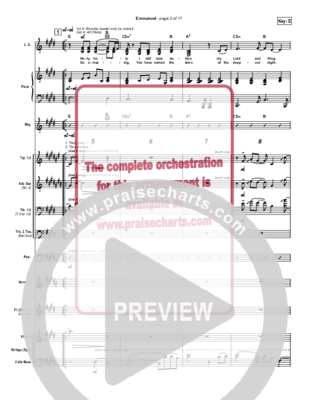 Emmanuel Conductor's Score (Hillsong Worship)