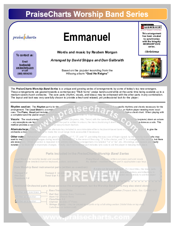 Emmanuel Cover Sheet (Hillsong Worship)