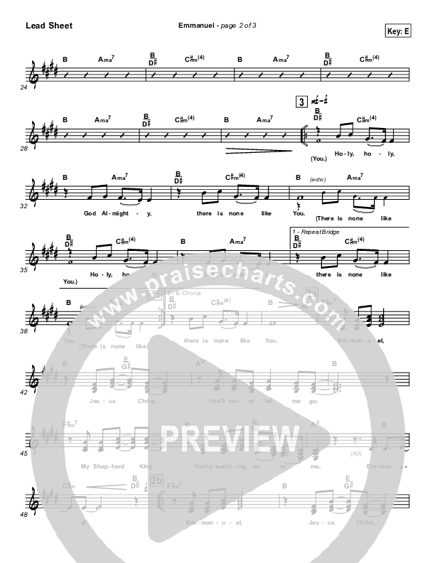 Emmanuel Lead Sheet (SAT) (Hillsong Worship)