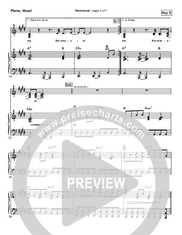 Emmanuel Piano/Vocal & Lead (Hillsong Worship)