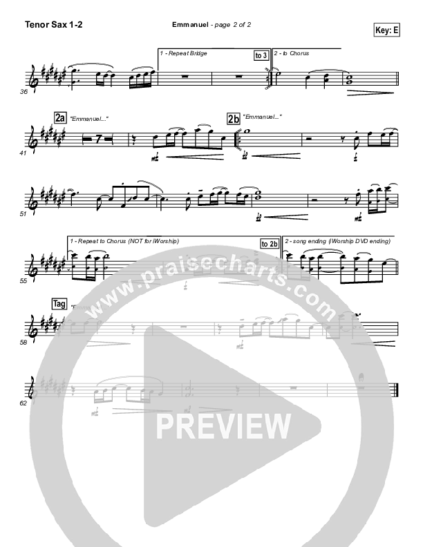 Emmanuel Tenor Sax 1/2 (Hillsong Worship)