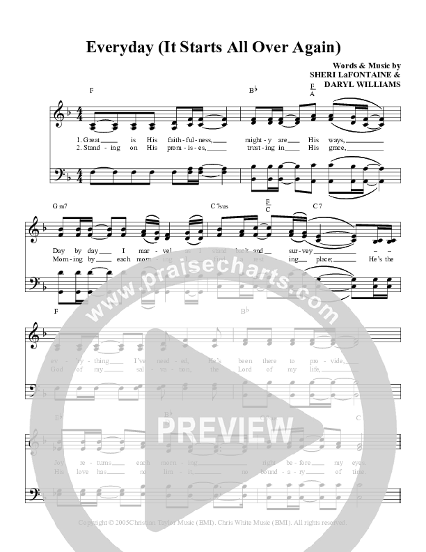 Everyday (It Starts All Over Again) Lead Sheet (Three Bridges)