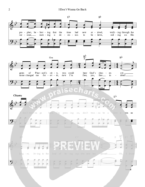 I Don't Want To Go Back Lead Sheet (The Kingdom Heirs)