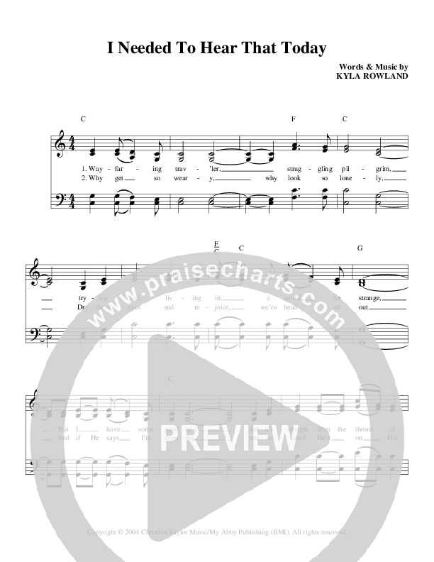 I Needed To Hear That Today Lead Sheet (The Mark Trammell Trio)