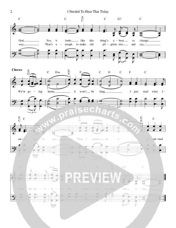 I Needed To Hear That Today Lead Sheet (The Mark Trammell Trio)