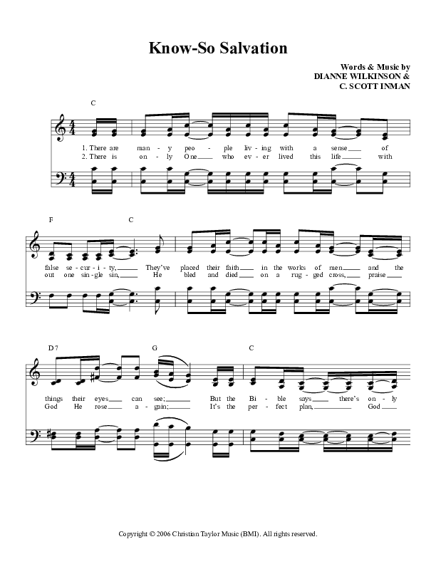 Know So Salvation Lead Sheet (Legacy Five)