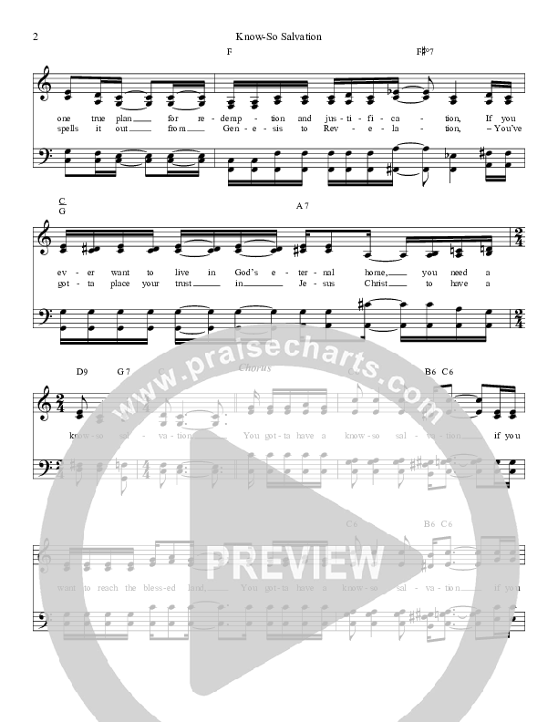 Know So Salvation Lead Sheet (Legacy Five)