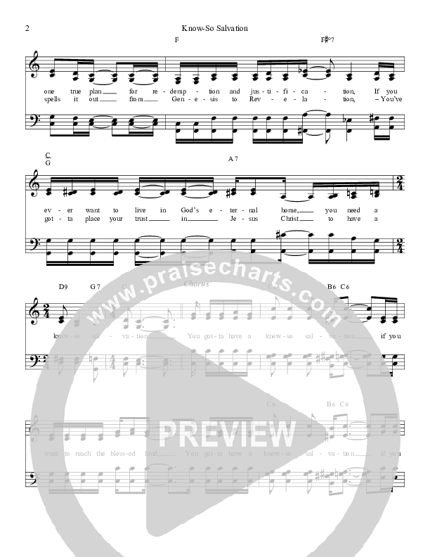 Know So Salvation Lead Sheet (Legacy Five)