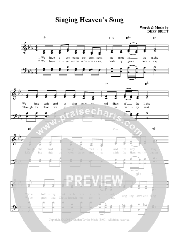 Singing Heaven's Song Lead Sheet (Hope's Call)