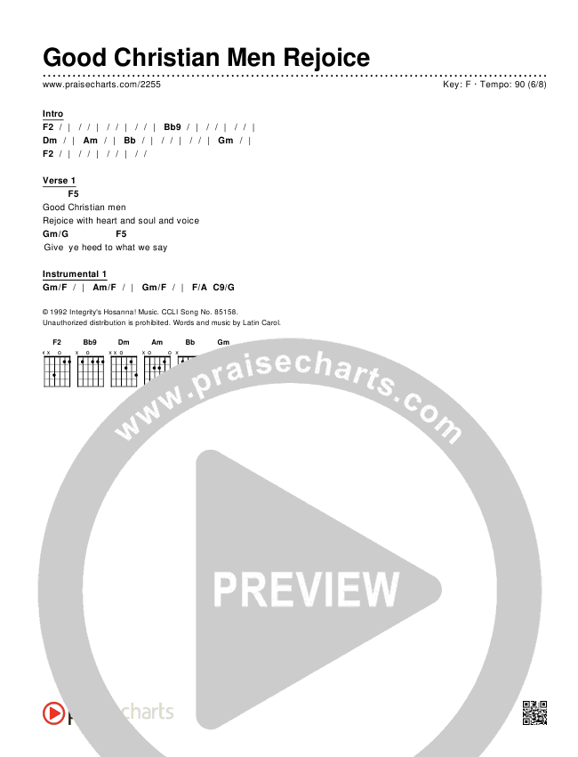 Good Christian Men Rejoice Chords & Lyrics ()