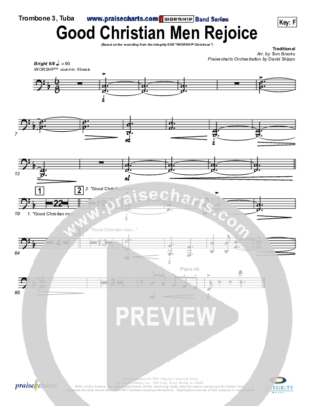 Good Christian Men Rejoice Trombone 3/Tuba ()